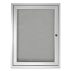 Ghent 1 Door Enclosed Vinyl Bulletin Board with Satin Aluminum Frame, 36 x 36, Silver Surface (GHEPA13636VX193)