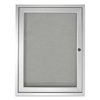 Ghent 1 Door Enclosed Vinyl Bulletin Board with Satin Aluminum Frame, 36 x 36, Silver Surface (GHEPA13636VX193)