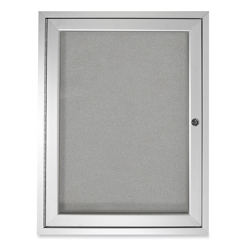 Ghent 1 Door Enclosed Vinyl Bulletin Board with Satin Aluminum Frame, 36 x 36, Silver Surface (GHEPA13636VX193)