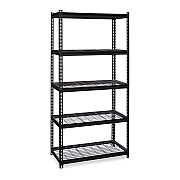 Hirsh Industries Iron Horse 2300 Wire Deck Shelving, Five-Shelf, 36w x 18d x 72h, Black (HID22130)