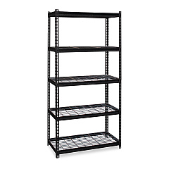 Hirsh Industries Iron Horse 2300 Wire Deck Shelving, Five-Shelf, 36w x 18d x 72h, Black (HID22130)