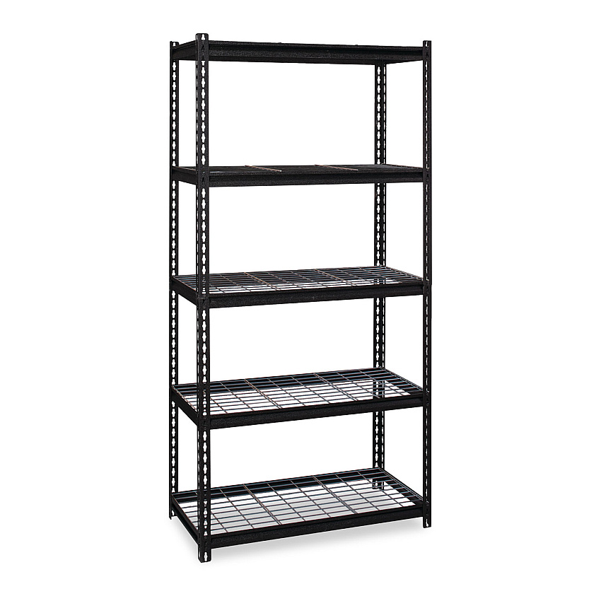 Hirsh Industries Iron Horse 2300 Wire Deck Shelving, Five-Shelf, 36w x 18d x 72h, Black (HID22130)