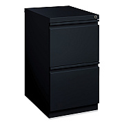 Hirsh Industries Full-Width Pull 20 Deep Mobile Pedestal File, 2-Drawer: File/File, Letter, Black, 15 x 19.88 x 27.75 (HID18578)