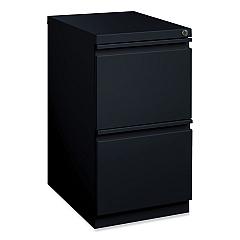 Hirsh Industries Full-Width Pull 20 Deep Mobile Pedestal File, 2-Drawer: File/File, Letter, Black, 15 x 19.88 x 27.75 (HID18578)