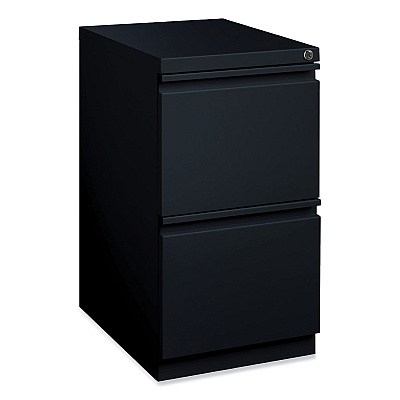 Hirsh Industries Full-Width Pull 20 Deep Mobile Pedestal File, 2-Drawer: File/File, Letter, Black, 15 x 19.88 x 27.75 (HID18578)