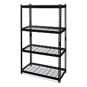 Hirsh Industries Iron Horse 2300 Wire Deck Shelving, Four-Shelf, 36w x 18d x 60h, Black (HID22129)