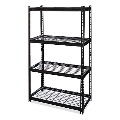 Hirsh Industries Iron Horse 2300 Wire Deck Shelving, Four-Shelf, 36w x 18d x 60h, Black (HID22129)