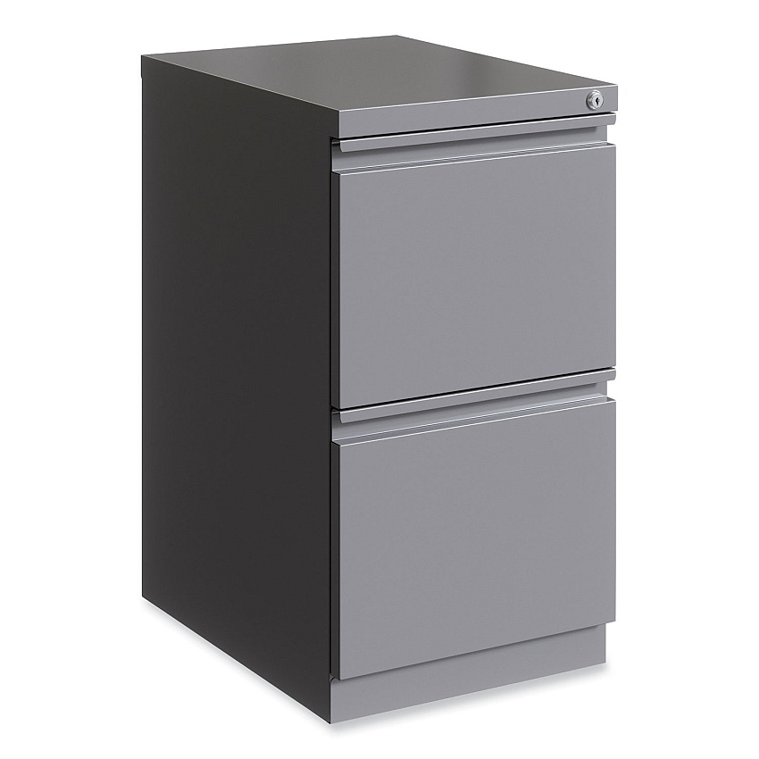 Hirsh Industries Full-Width Pull 20 Deep Mobile Pedestal File, 2-Drawer: File/File, Letter, Arctic Silver, 15 x 19.88 x 27.75 (HID24111)