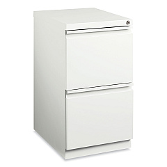Hirsh Industries Full-Width Pull 20 Deep Mobile Pedestal File, 2-Drawer: File/File, Letter, White, 15 x 19.88 x 27.75 (HID19357)