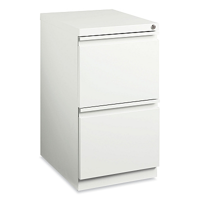 Hirsh Industries Full-Width Pull 20 Deep Mobile Pedestal File, 2-Drawer: File/File, Letter, White, 15 x 19.88 x 27.75 (HID19357)