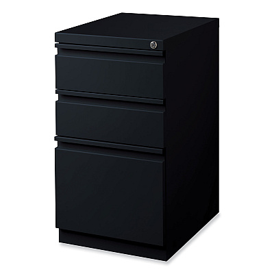 Hirsh Industries Full-Width Pull 20 Deep Mobile Pedestal File, 3-Drawer: Box/Box/File, Letter, Black, 15 x 19.88 x 27.75 (HID18575)
