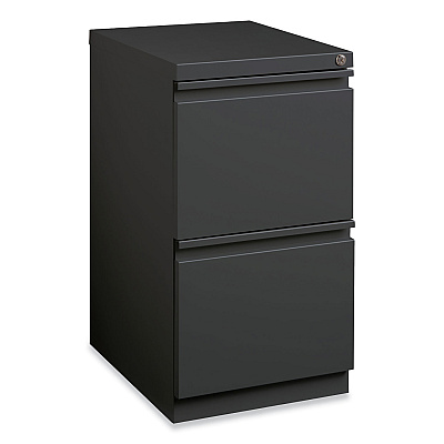 Hirsh Industries Full-Width Pull 20 Deep Mobile Pedestal File, 2-Drawer: File/File, Letter, Charcoal, 15 x 19.88 x 27.75 (HID19328)
