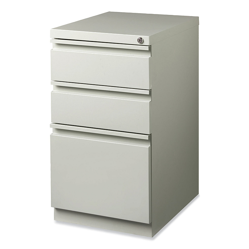 Hirsh Industries Full-Width Pull 20 Deep Mobile Pedestal File, 3-Drawer: Box/Box/File, Letter, Light Gray, 15 x 19.88 x 27.75 (HID18576)