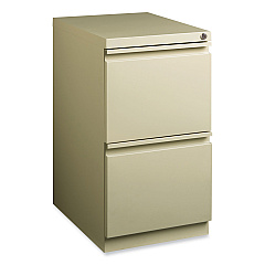 Hirsh Industries Full-Width Pull 20 Deep Mobile Pedestal File, 2-Drawer: File/File, Letter, Putty, 15 x 19.88 x 27.75 (HID18577)