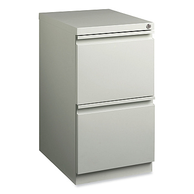 Hirsh Industries Full-Width Pull 20 Deep Mobile Pedestal File, 2-Drawer: File/File, Letter, Light Gray, 15 x 19.88 x 27.75 (HID18579)