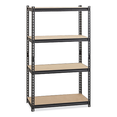 Hirsh Industries Iron Horse 2300 Rivet Shelving, Four-Shelf, 36w x 18d x 60h, Black (HID20991)