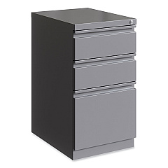 Hirsh Industries Full-Width Pull 20 Deep Mobile Pedestal File, 3-Drawer: Box/Box/File, Letter, Arctic Silver, 15 x 19.88 x 27.75 (HID24110)