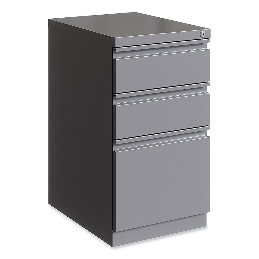 Hirsh Industries Full-Width Pull 20 Deep Mobile Pedestal File, 3-Drawer: Box/Box/File, Letter, Arctic Silver, 15 x 19.88 x 27.75 (HID24110)