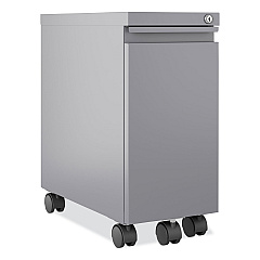 Hirsh Industries Zip Mobile Pedestal File, 1-Drawer, File, Legal/Letter, Arctic Silver, 10 x 19.88 x 21.75 (HID24045)