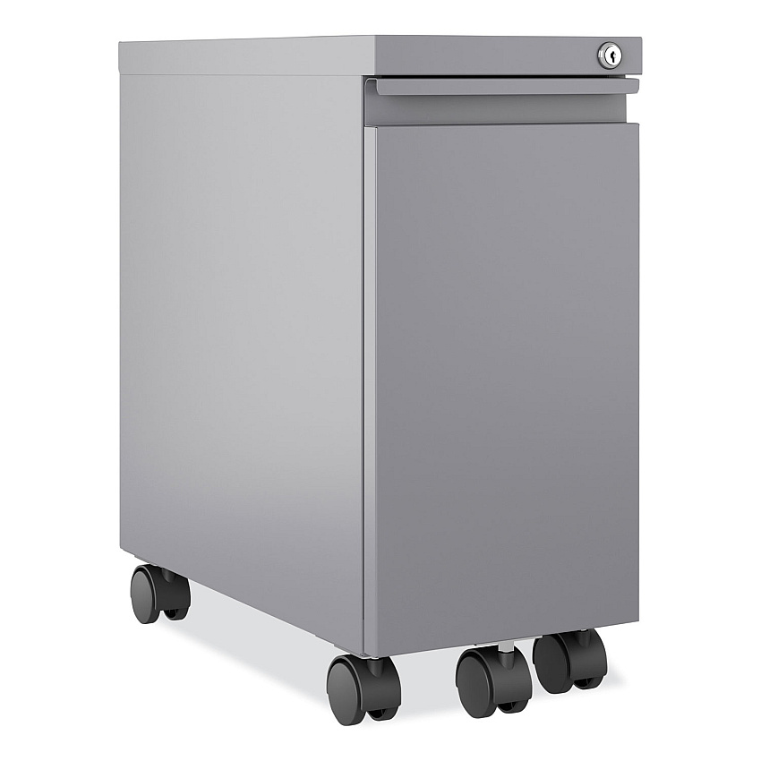 Hirsh Industries Zip Mobile Pedestal File, 1-Drawer, File, Legal/Letter, Arctic Silver, 10 x 19.88 x 21.75 (HID24045)