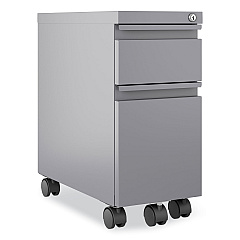 Hirsh Industries Zip Mobile Pedestal File, 2-Drawer, Box/File, Legal/Letter, Arctic Silver, 10 x 19.88 x 21.75 (HID24044)
