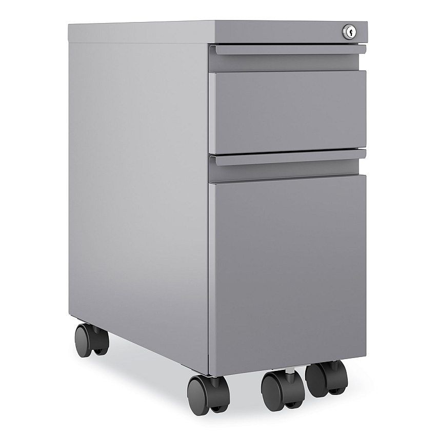 Hirsh Industries Zip Mobile Pedestal File, 2-Drawer, Box/File, Legal/Letter, Arctic Silver, 10 x 19.88 x 21.75 (HID24044)