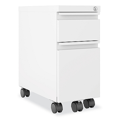 Hirsh Industries Zip Mobile Pedestal File, 2-Drawer: Box/File, Legal/Letter, White, 10 x 19.88 x 21.75 (HID24152)