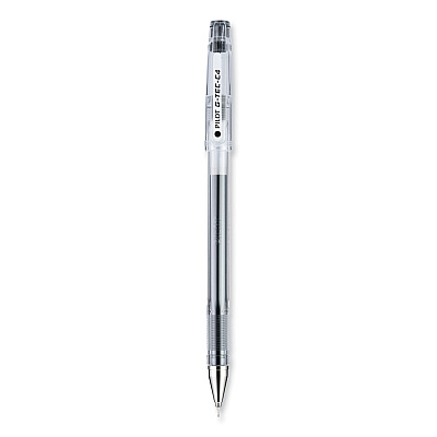 Pilot G-TEC-C Ultra Gel Pen, Stick, Extra-Fine 0.4 mm, Black Ink, Clear/Black Barrel, Dozen (PIL35491)