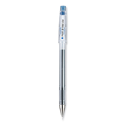 Pilot G-TEC-C Ultra Gel Pen, Stick, Extra-Fine 0.4 mm, Blue Ink, Clear/Blue Barrel, Dozen (PIL35492)