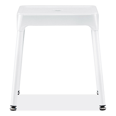 Safco Steel Guest Stool, Backless, Supports Up to 275 lb, 15" to 15.5" Seat Height, White Seat, White Base (SAF6603WH)