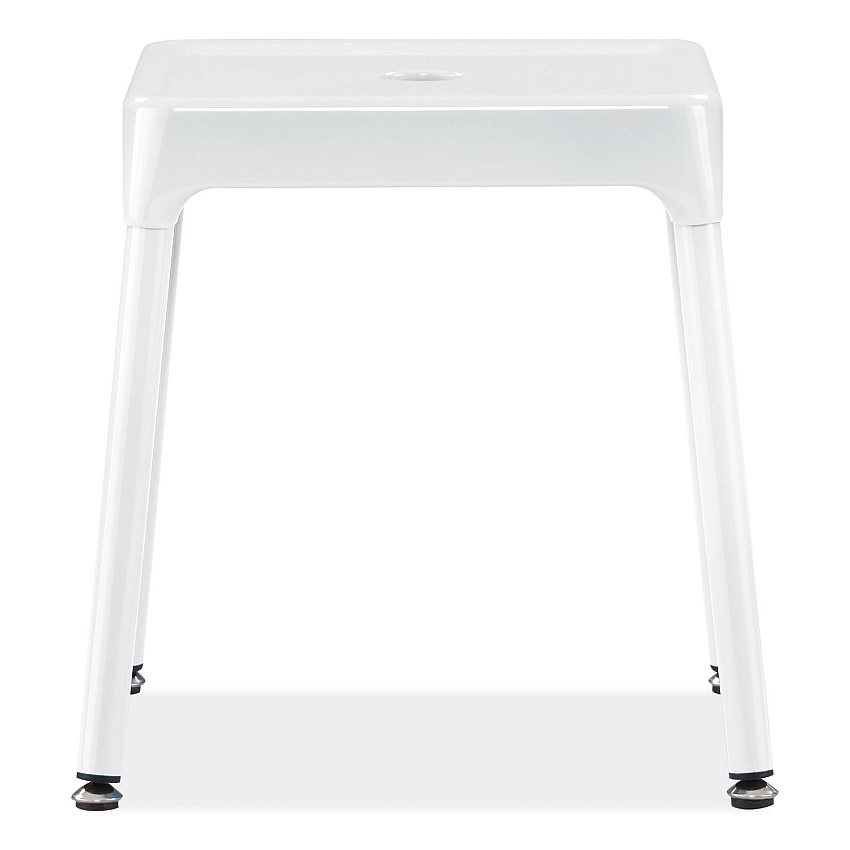 Safco Steel Guest Stool, Backless, Supports Up to 275 lb, 15" to 15.5" Seat Height, White Seat, White Base (SAF6603WH)