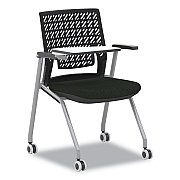 Safco Thesis Training Chair with Flex Back and Tablet, Support Up to 250 lb, 18" Seat Height, Black Seat, Gray Base, 2/Carton (SAFKTX3SBBLK)