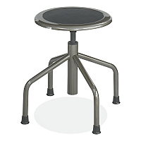 Safco Diesel Low Base Stool, Backless, Supports Up to 250 lb, 16" to 22" Seat Height, Black Seat, Pewter Base (SAF6669)