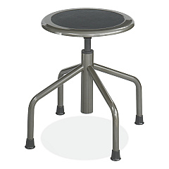 Safco Diesel Low Base Stool, Backless, Supports Up to 250 lb, 16" to 22" Seat Height, Black Seat, Pewter Base (SAF6669)