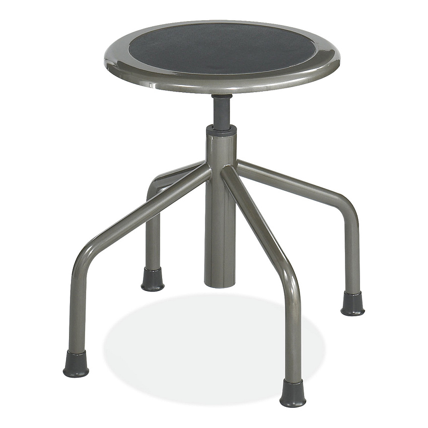 Safco Diesel Low Base Stool, Backless, Supports Up to 250 lb, 16" to 22" Seat Height, Black Seat, Pewter Base (SAF6669)