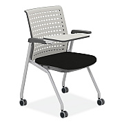 Safco Thesis Training Chair with Static Back and Tablet, Supports Up to 250 lb, 18" Seat Height, Black Seat,Gray Back, Gray Base (SAFKTS3SGBLK)