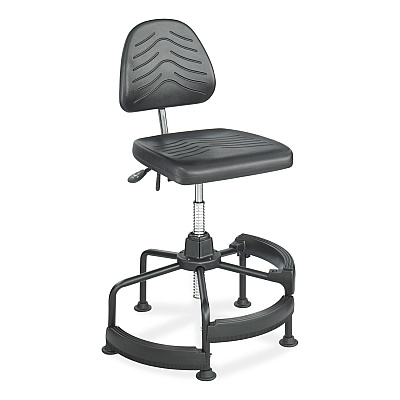 Safco Task Master Deluxe Industrial Chair, Supports Up to 250 lb, 17" to 35" Seat Height, Black (SAF5120)