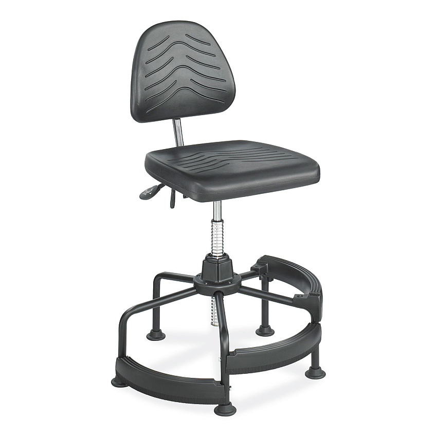 Safco Task Master Deluxe Industrial Chair, Supports Up to 250 lb, 17" to 35" Seat Height, Black (SAF5120)