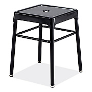 Safco Steel GuestBistro Stool, Backless, Supports Up to 250 lb, 18" Seat Height, Black Seat, Black Base (SAF6604BL)
