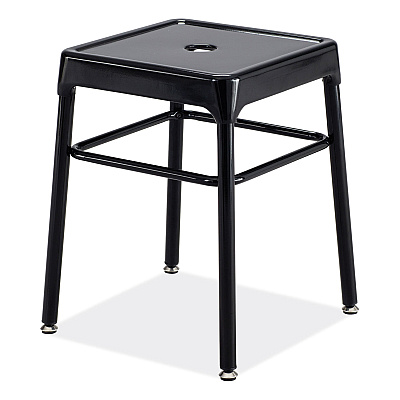 Safco Steel GuestBistro Stool, Backless, Supports Up to 250 lb, 18" Seat Height, Black Seat, Black Base (SAF6604BL)