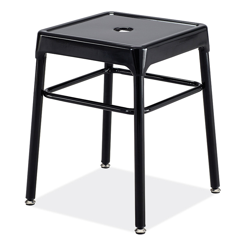 Safco Steel GuestBistro Stool, Backless, Supports Up to 250 lb, 18" Seat Height, Black Seat, Black Base (SAF6604BL)