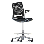 Safco Thesis Flex Back Stool with Arms, Supports Up to 250 lb, 21.5" to 29.5" Seat Height, Black Seat, Silver Base (SAFKSX1SBBLK)