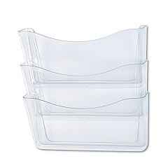 Rubbermaid Unbreakable Wall Files, 3 Sections, A4/Letter Size, 13.75" x 3.13" x 29.38", Clear (RUB65976ROS)