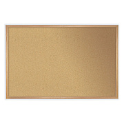 Ghent Natural Cork Bulletin Board with Frame, 96.5 x 48.5, Tan Surface, Natural Oak Frame (GHEWK48)