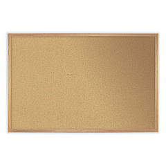 Ghent Natural Cork Bulletin Board with Frame, 48.5 x 48.5, Tan Surface, Oak Frame (GHEWK44)