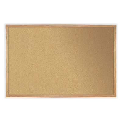 Ghent Natural Cork Bulletin Board with Frame, 60.5 x 48.5, Tan Surface, Oak Frame (GHEWK45)