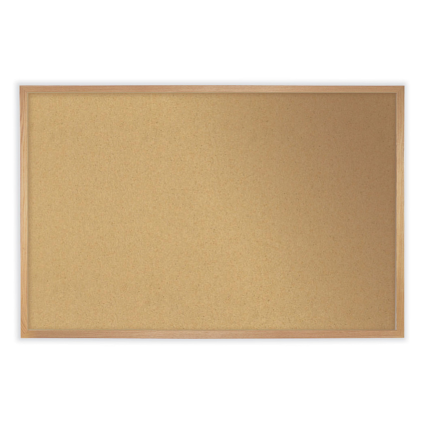Ghent Natural Cork Bulletin Board with Frame, 60.5 x 48.5, Tan Surface, Oak Frame (GHEWK45)