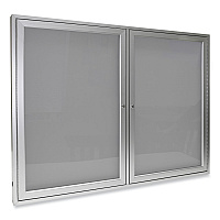 Ghent 2 Door Enclosed Vinyl Bulletin Board with Satin Aluminum Frame, 48 x 36, Silver Surface (GHEPA23648VX193)