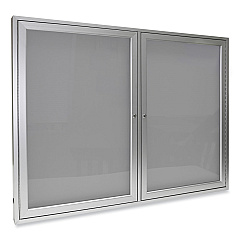 Ghent 2 Door Enclosed Vinyl Bulletin Board with Satin Aluminum Frame, 48 x 36, Silver Surface (GHEPA23648VX193)