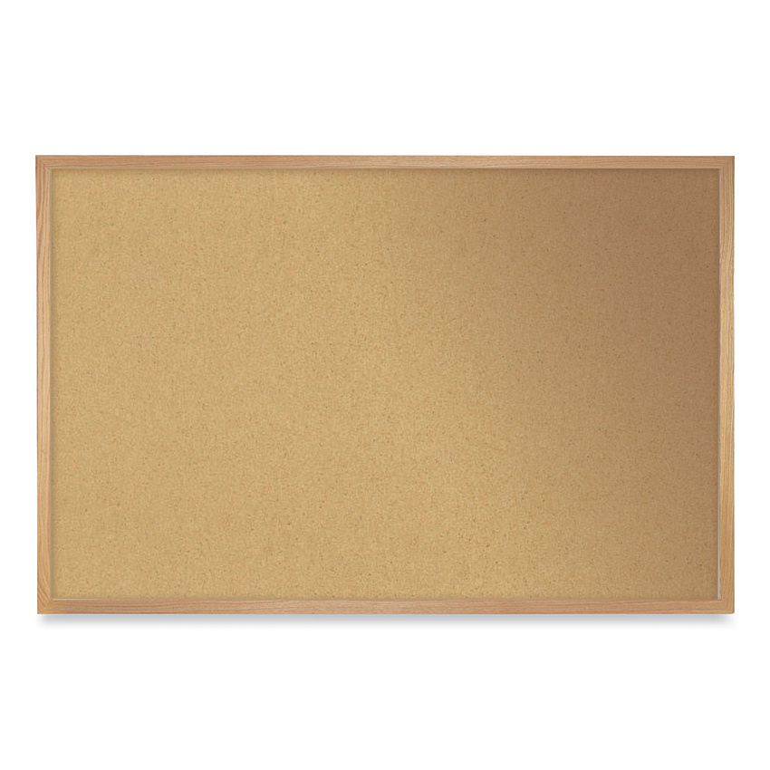 Ghent Natural Cork Bulletin Board with Frame, 60.5 x 36.5, Tan Surface, Oak Frame (GHEWK35)